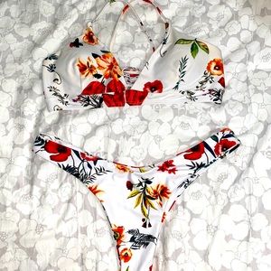Zaful Flower Print Bikini